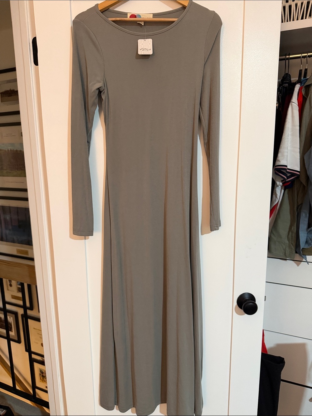 Long Sleeve Maxi Dress in Grey - Women